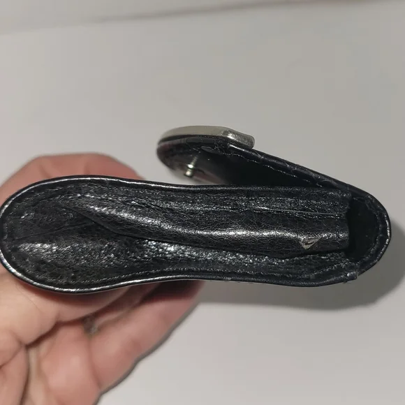 Brighton Black Leather Crocodile Embossed Wallet with Loop Fasteners for Belt - Picture 5 of 8